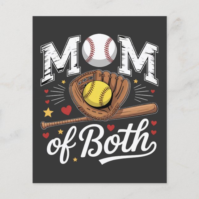 Mum of Both Game Day Baseball Softball  Flyer (Front)