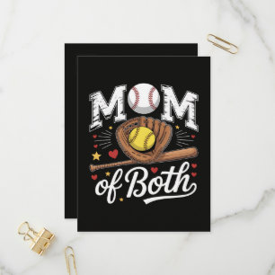 Mum of Both Game Day Baseball Softball  Invitation Postcard