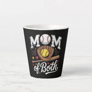 Mum of Both Game Day Baseball Softball Latte Mug