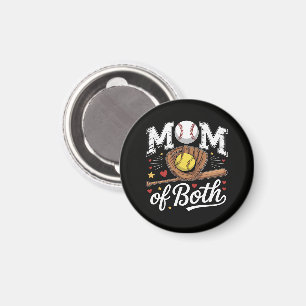 Mum of Both Game Day Baseball Softball  Magnet
