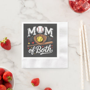 Mum of Both Game Day Baseball Softball Napkin