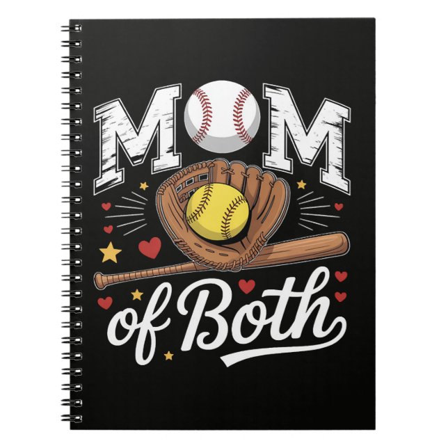 Mum of Both Game Day Baseball Softball  Notebook (Front)