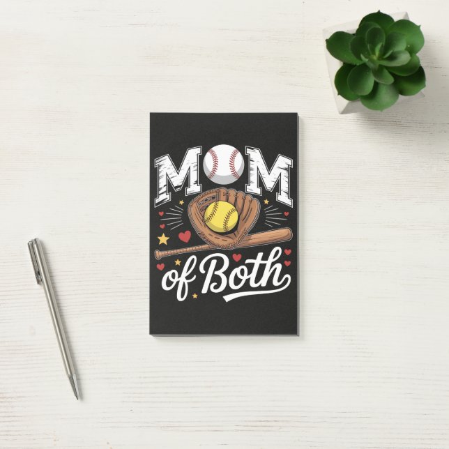 Mum of Both Game Day Baseball Softball  Post-it Notes (Office)