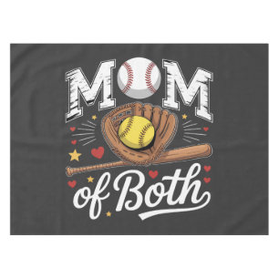 Mum of Both Game Day Baseball Softball  Tablecloth