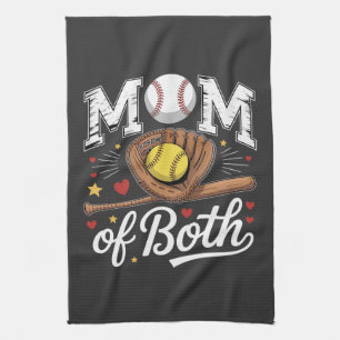 Mum of Both Game Day Baseball Softball Tea Towel