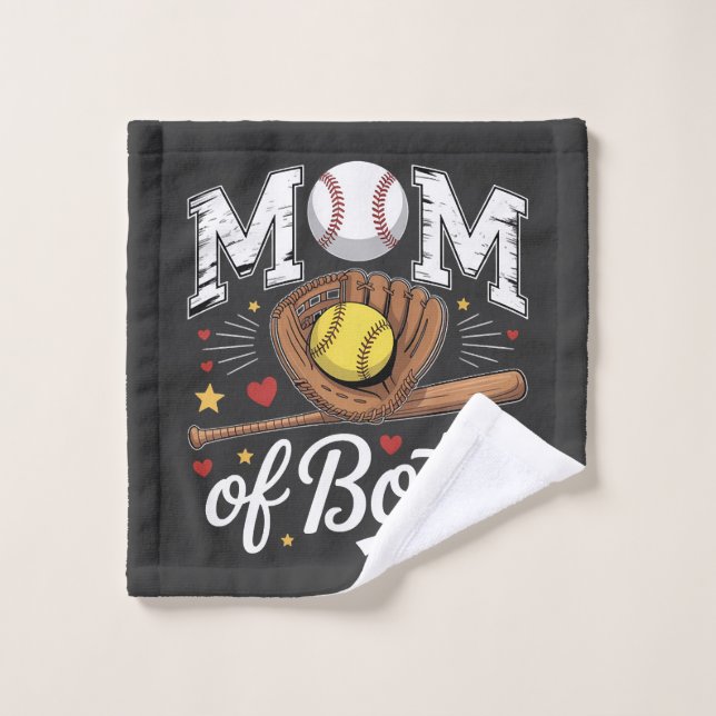 Mum of Both Game Day Baseball Softball  Wash Cloth (Wash Cloth)