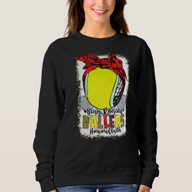 Mum Of Both Golf Tennis Busy Raising Ballers Mum L Sweatshirt (Front)