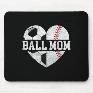 Mum Of Both Heart Soccer Baseball Sports Mum Mothe Mouse Pad