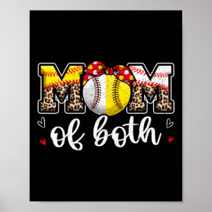 Mum Of Both Leopard Game Day Baseball Softball Mot Poster