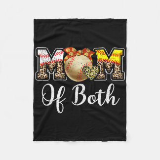 Mum Of Both Messy Bun Baseball Softball Mama Mothe Fleece Blanket