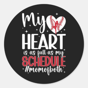 Mum Of Both Proud Dance And Baseball Mum  Classic Round Sticker