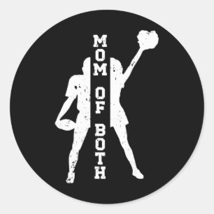 Mum Of Both Proud Footll And Cheer Mum Classic Round Sticker