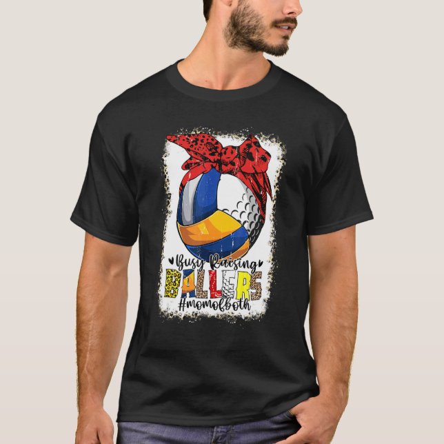 Mum Of Both Volleyball Golf Busy Raising Ballers M T-Shirt (Front)