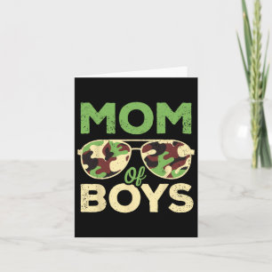 Mum Of Boys Mothers Day Birthday Retro Camouflage Card
