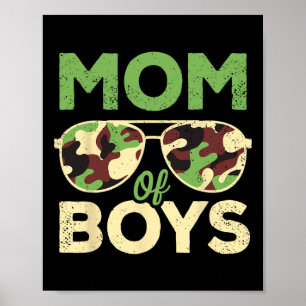 Mum Of Boys Mothers Day Birthday Retro Camouflage  Poster