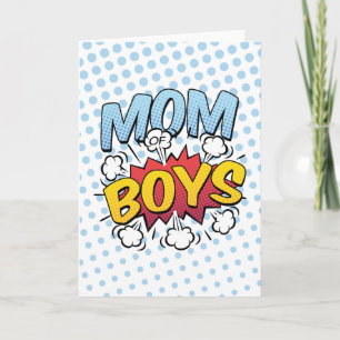 Mum of Boys Mother's Day Comic Book Style Card