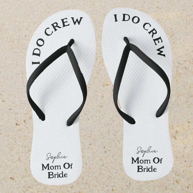 Mum Of Bride Black And White Name Thongs (Sand)