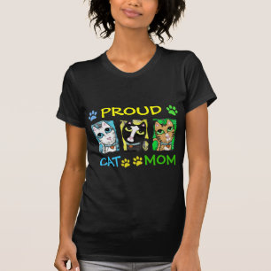 Mum of Cats Triptych on Dark T-Shirt