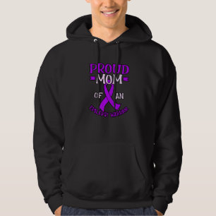 Mum Of Epilepsy Warrior Purple Ribbon Awareness Gr Hoodie