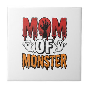 Mum of Monster Vintage Halloween Shirt Design_1 Ceramic Tile