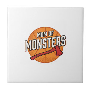 Mum of Monsters Vintage Basketball Mum Design_1 Ceramic Tile