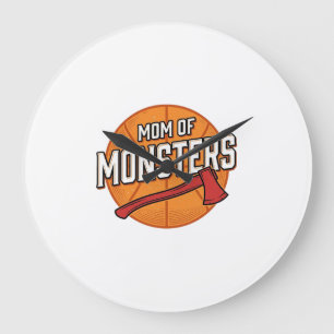 Mum of Monsters Vintage Basketball Mum Design_1 Large Clock
