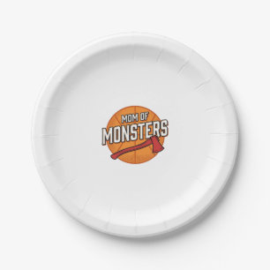 Mum of Monsters Vintage Basketball Mum Design_1 Paper Plate