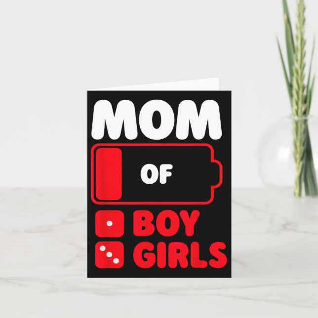 Mum Of One Boy And Three Girls  Card (Front)