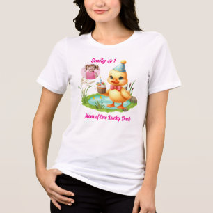 Mum of One Lucky Duck Cute 1st Birthday Photo Tri-Blend Shirt