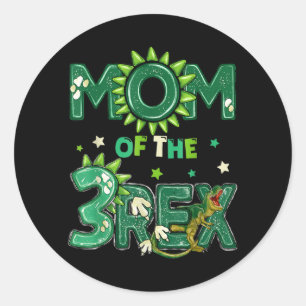 Mum Of The 3rd Birthday T-Rex Birthday Dinosaur Classic Round Sticker