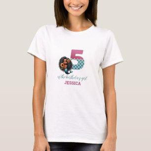 Mum Of The 5Th Birthday Girl African Mermaid T-Shirt