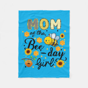 Mum Of The Bee-Day Girl Funny Bee Birthday Party Fleece Blanket