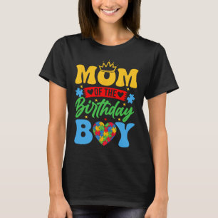 Mum Of The Birthday Boy Autism Love Heart Autism A T-Shirt