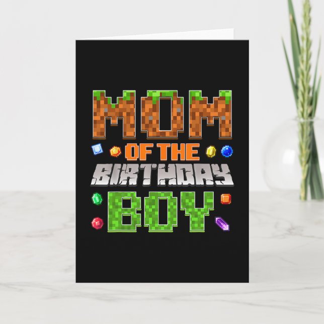 Mum Of The Birthday Boy Bday Party Video Gamer Pix Card (Front)