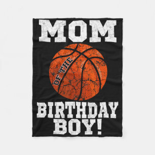 Mum Of The Birthday Boy Bysketbyll Lover Vintage R Fleece Blanket