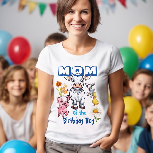 Mum of the Birthday Boy Farm Animals Party T-Shirt (Creator Uploaded)