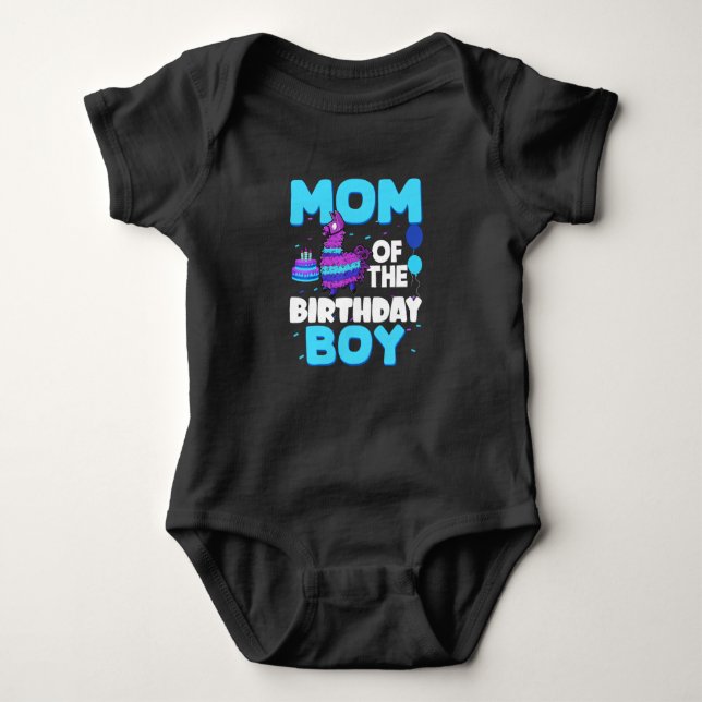 Mum Of The Birthday Boy Llama Mum And Dad Family P Baby Bodysuit (Front)