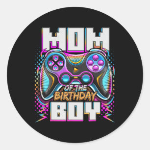 Mum Of The Birthday Boy Matching Video Game Birthd Classic Round Sticker