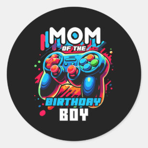 Mum Of The Birthday Boy Matching Video Game Birthd Classic Round Sticker