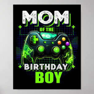 Mum Of The Birthday Boy Matching Video Game Birthd Poster