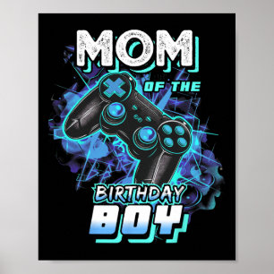 Mum Of The Birthday Boy Matching Video Game Birthd Poster