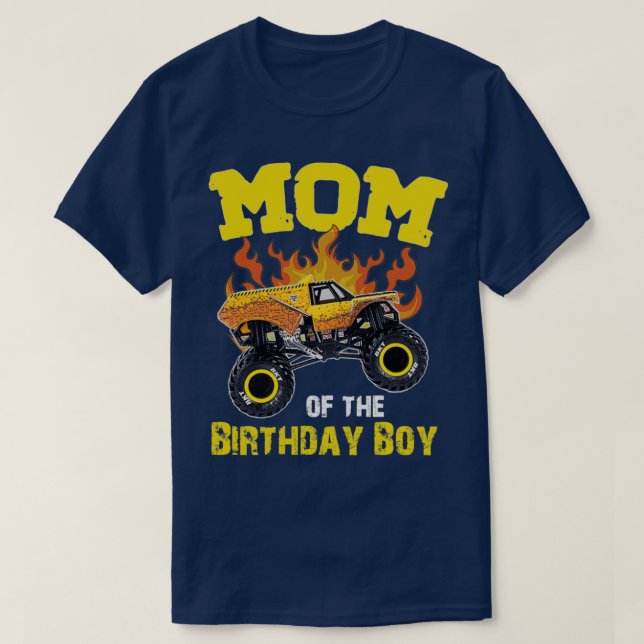 Mum of the Birthday Boy Monster Truck Earth shaker T-Shirt (Design Front)