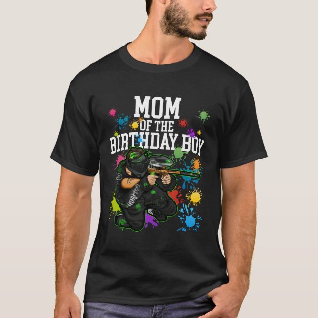 Mum of the Birthday Boy Paintball Sport Matching F T-Shirt (Front)