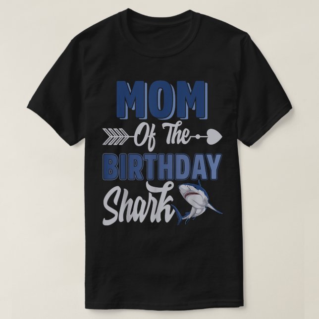 Mum Of The Birthday Boy Shark Ocean Matching Famil T-Shirt (Design Front)