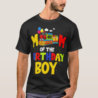 Mum Of The Birthday Boy Train  For Mummy Mama Moth T-Shirt