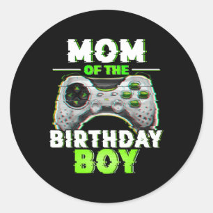 Mum Of The Birthday Boy Video Gamer Matching Famil Classic Round Sticker