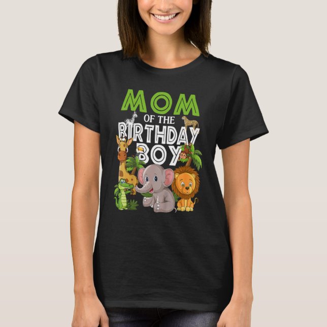 Mum Of The Birthday Boy Zoo Theme Animal Family Pa T-Shirt (Front)