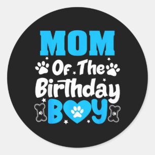 Mum of The Birthday Dog Paw Family Matching Party Classic Round Sticker