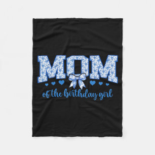Mum of The Birthday Girl Blue Chinoiserie Floral Fleece Blanket