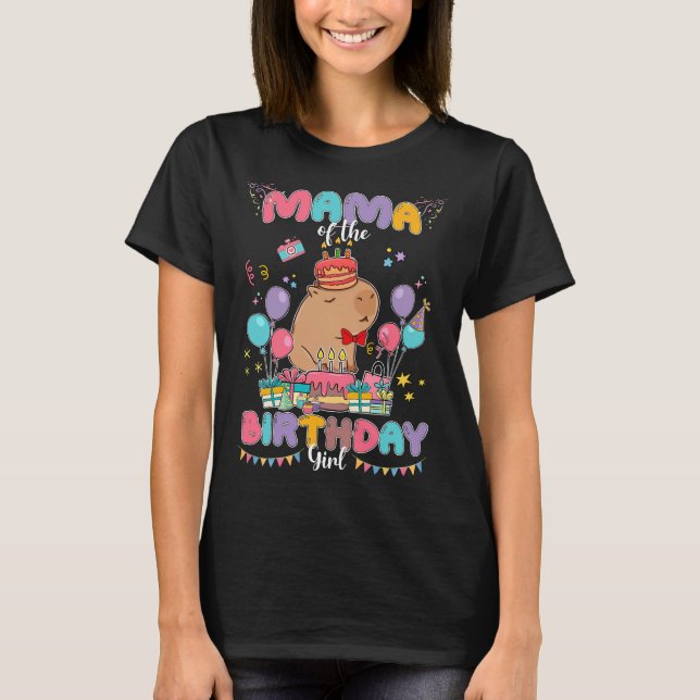 Mum Of The Birthday Girl Capybara Kids Matching Fa T-Shirt (Front)